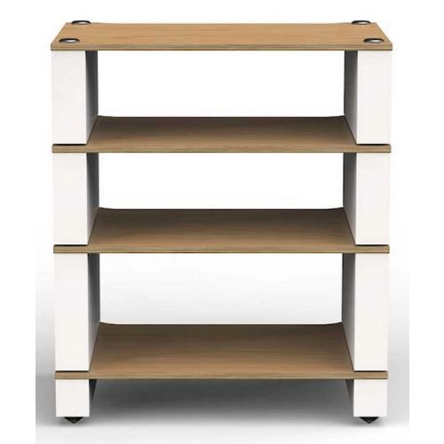 Blok Stax 2G 4 polcos hifi állvány - natúr fa + fehér