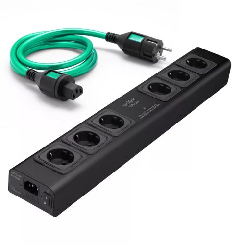 IsoTek V5 Polaris + Initium (1.5 m) hálózati tápelosztó és szűrő - fekete