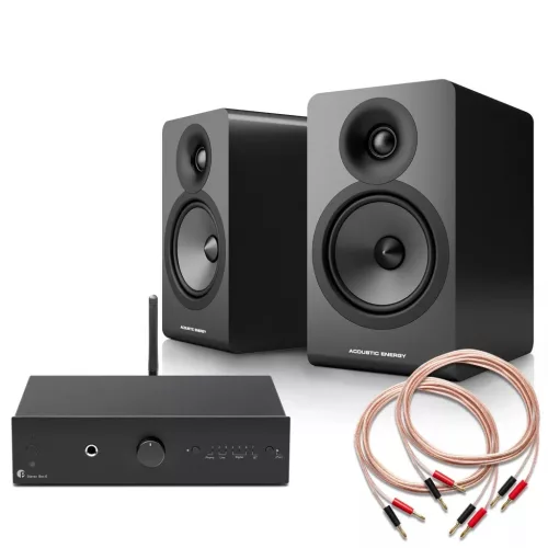 Pro-Ject Stereo Box E erősítő + Acoustic Energy AE100 hangfal + Pro-Ject hangfalkábel mini hifi szett - fekete